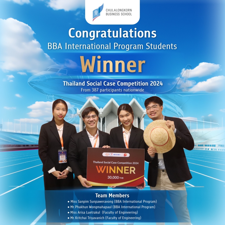 Congratulations to the BBA students as the winner and the second runner-up of the Thailand Social Case Competition 2024