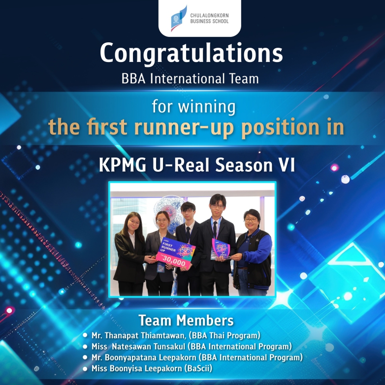 Students of the BBA International Program for clinching the first runner-up and second runner-up position in KPMG U-Real Season VI!